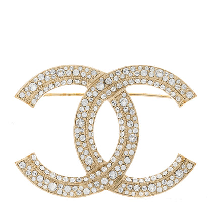 Chanel Crystal CC Brooch Light Gold 1 of 5