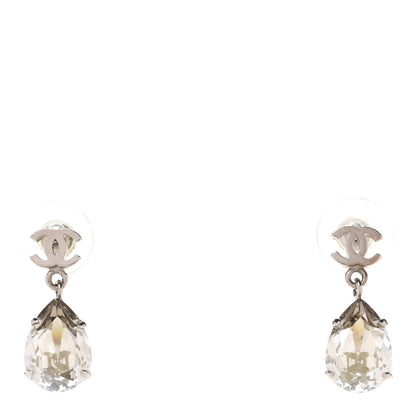 Chanel Crystal CC Tear Drop Earrings Silver 1 of 4