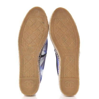 Chanel Mesh Lambskin Check Print CC Espadrilles 40 Blue Black White 7 of 16