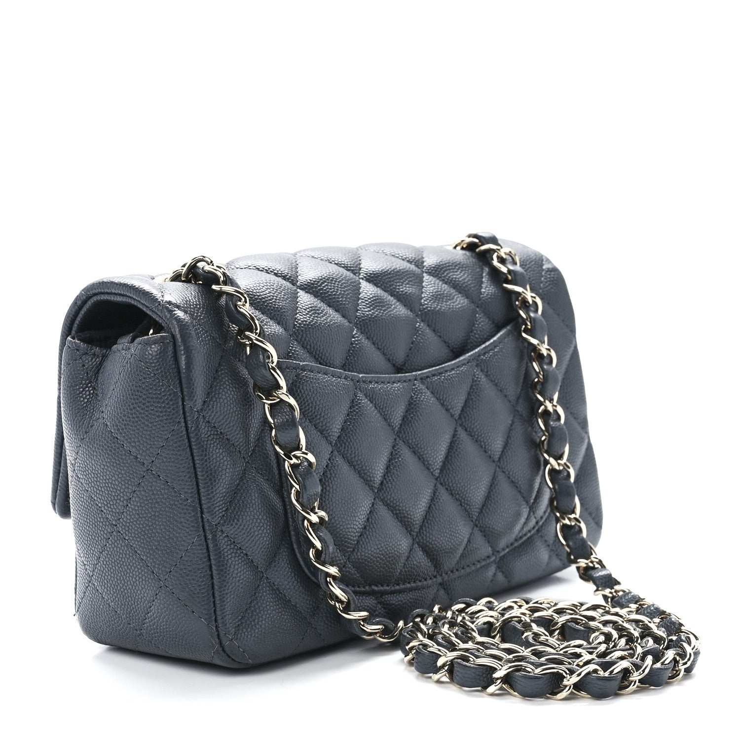 Chanel Caviar Quilted Mini Rectangular Flap Dark Grey 3 of 12