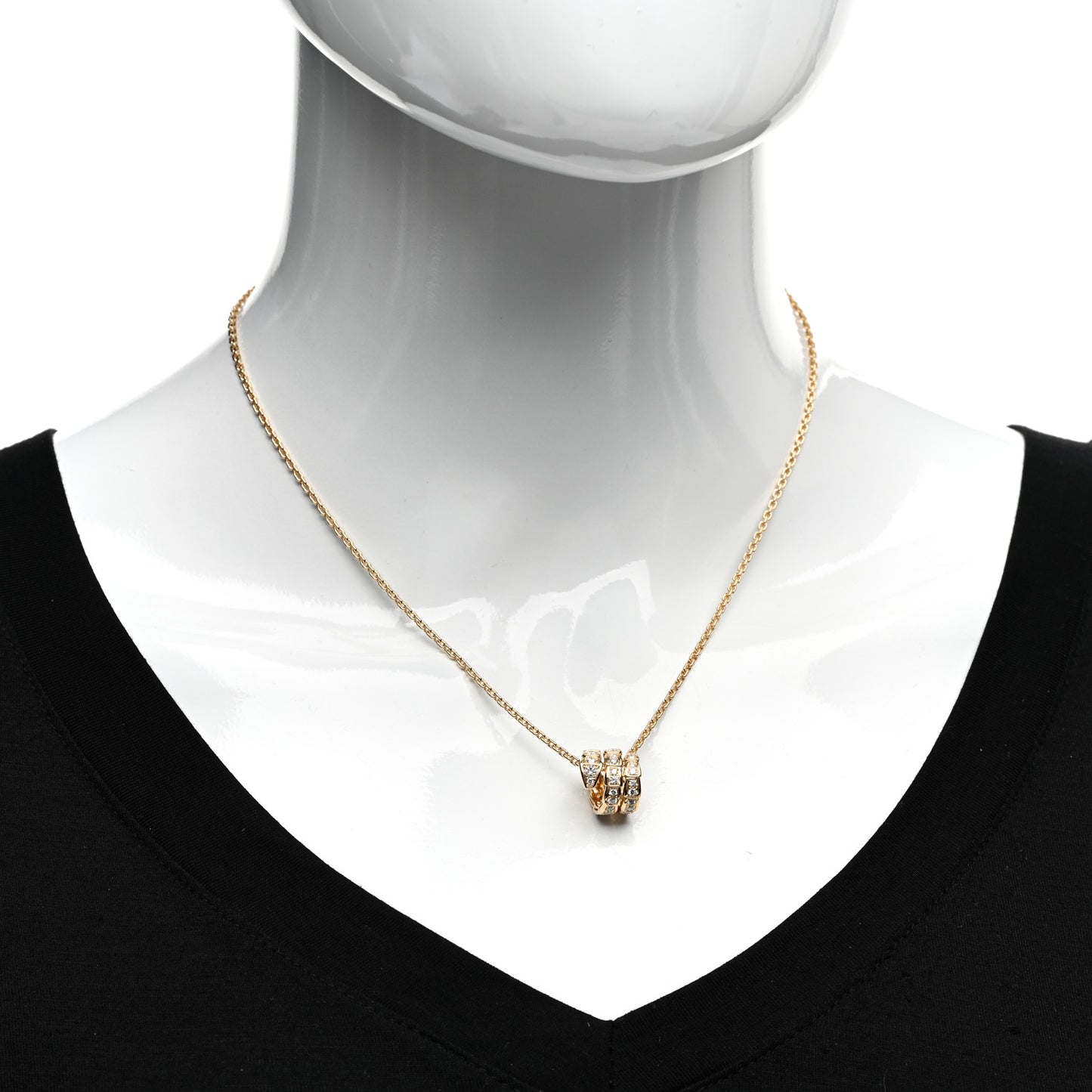 18K Yellow Gold Diamond Serpenti Viper Pave Pendant Necklace