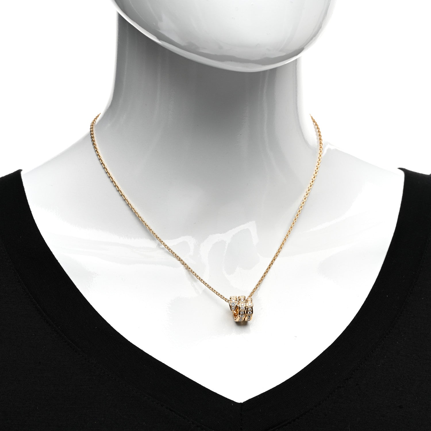 Bulgari 18K Yellow Gold Diamond Serpenti Viper Pave Pendant Necklace 2 of 5