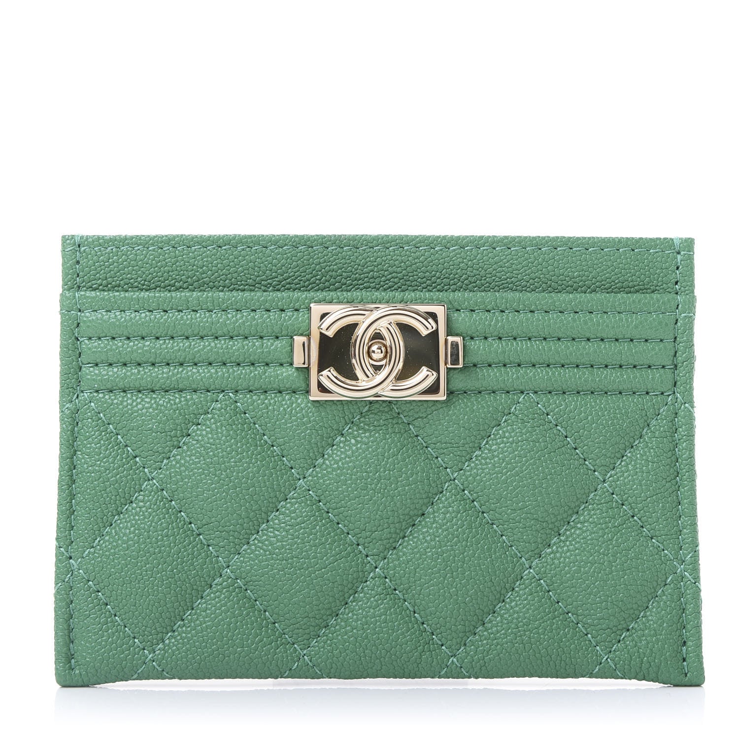 Chanel Caviar Quilted Boy Card Holder Green 1 of 11