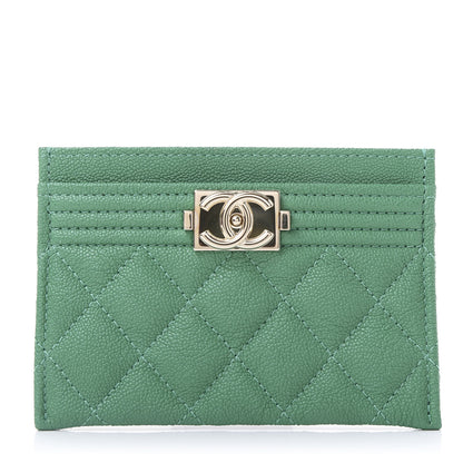 Chanel Caviar Quilted Boy Card Holder Green 1 of 11