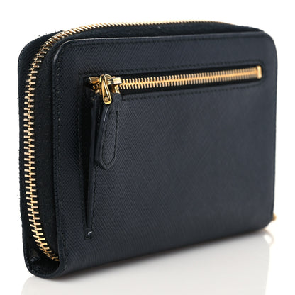 Prada Saffiano Metal Zip Around Wallet Black 2 of 5