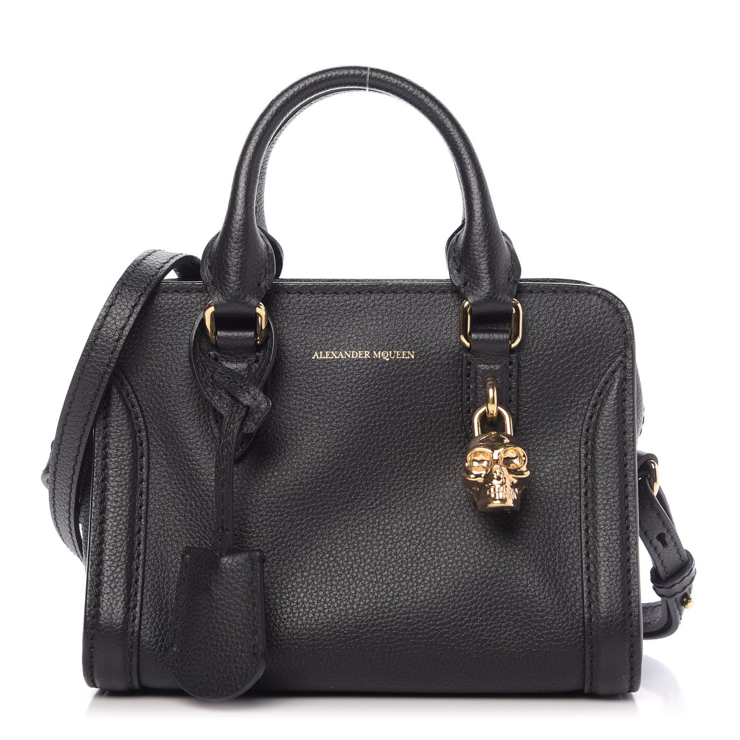 Alexander McQueen Pebbled Calfskin Mini Padlock Tote Black 1 of 10