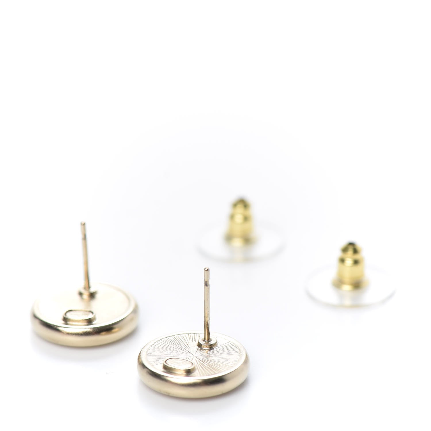 Chanel Crystal CC Round Earrings Light Gold 4 of 5