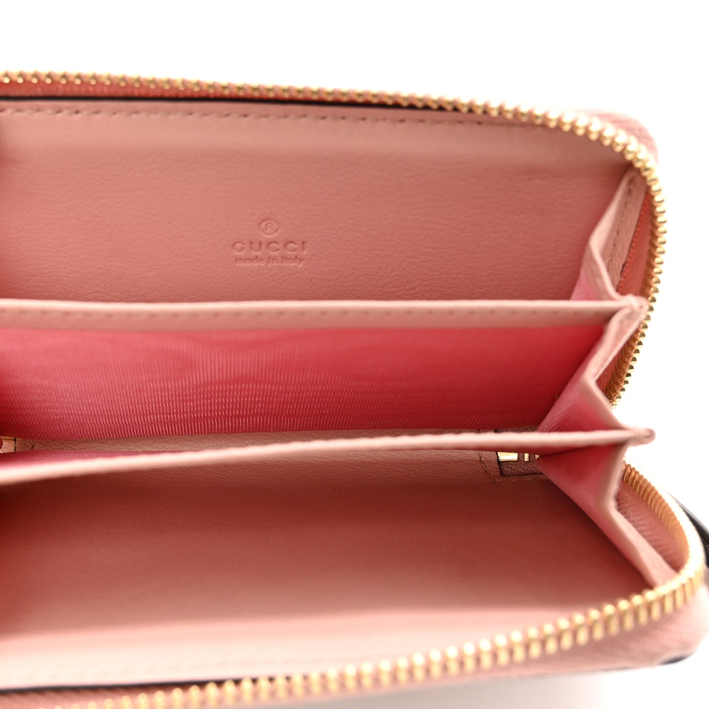 GG Supreme Monogram Vitello Eclipse Ice Cream Stripes Zip Around Card Case Wallet Beige Ebony Perfect Pink