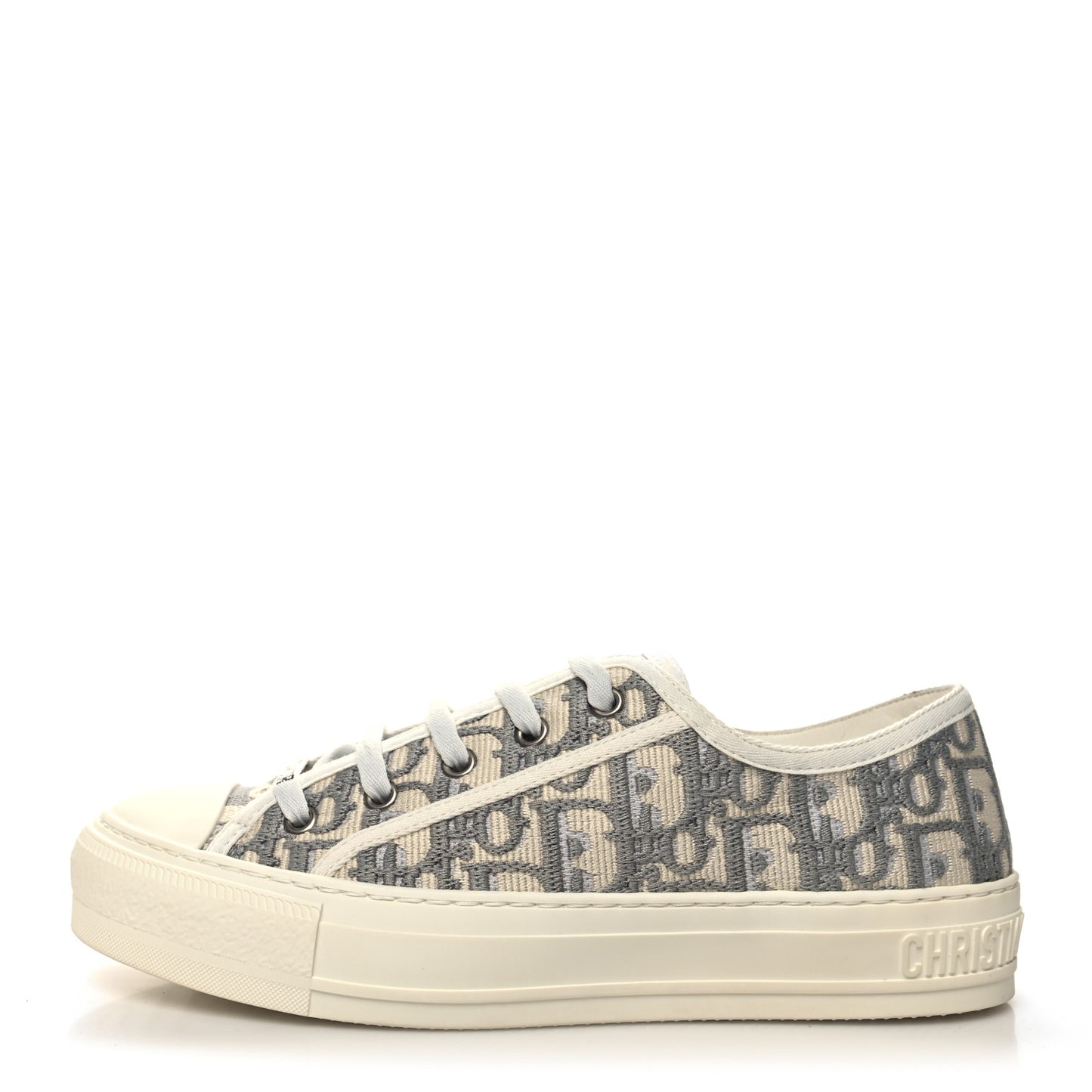 Canvas Oblique Walk Dior Low Top Sneakers 38.5 Grey Stone