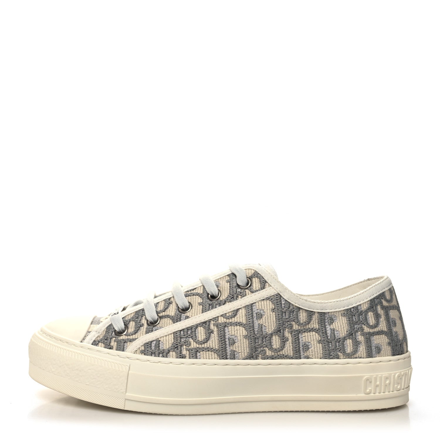 Christian Dior Canvas Oblique Walk Dior Low Top Sneakers 38.5 Grey Stone 1 of 8