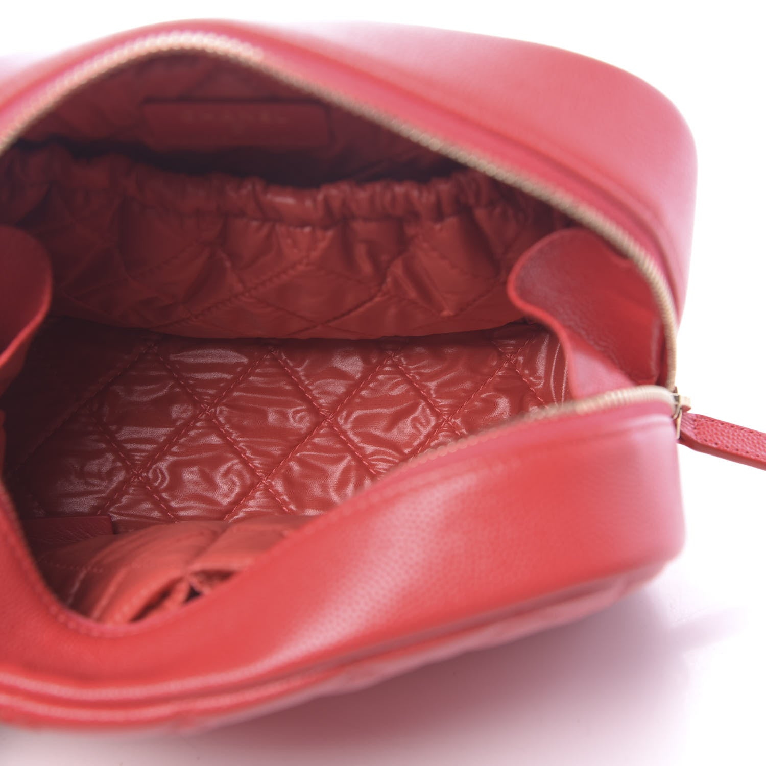 Chanel Caviar Quilted Medium Curvy Pouch Cosmetic Case Red 5 of 11