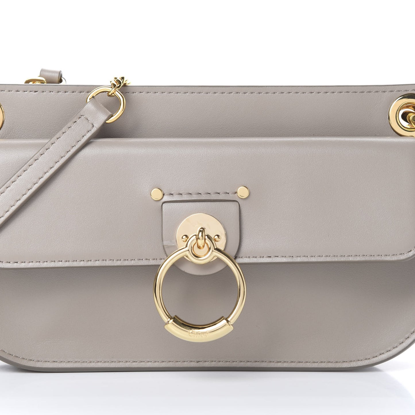 Shiny Calfskin Small Tess Crossbody Motty Grey