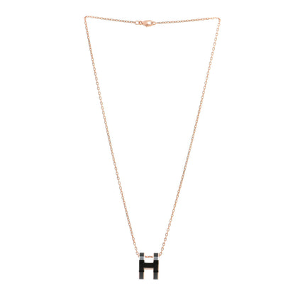 Hermes Lacquered Rose Gold Pop H Pendant Necklace Black 3 of 6
