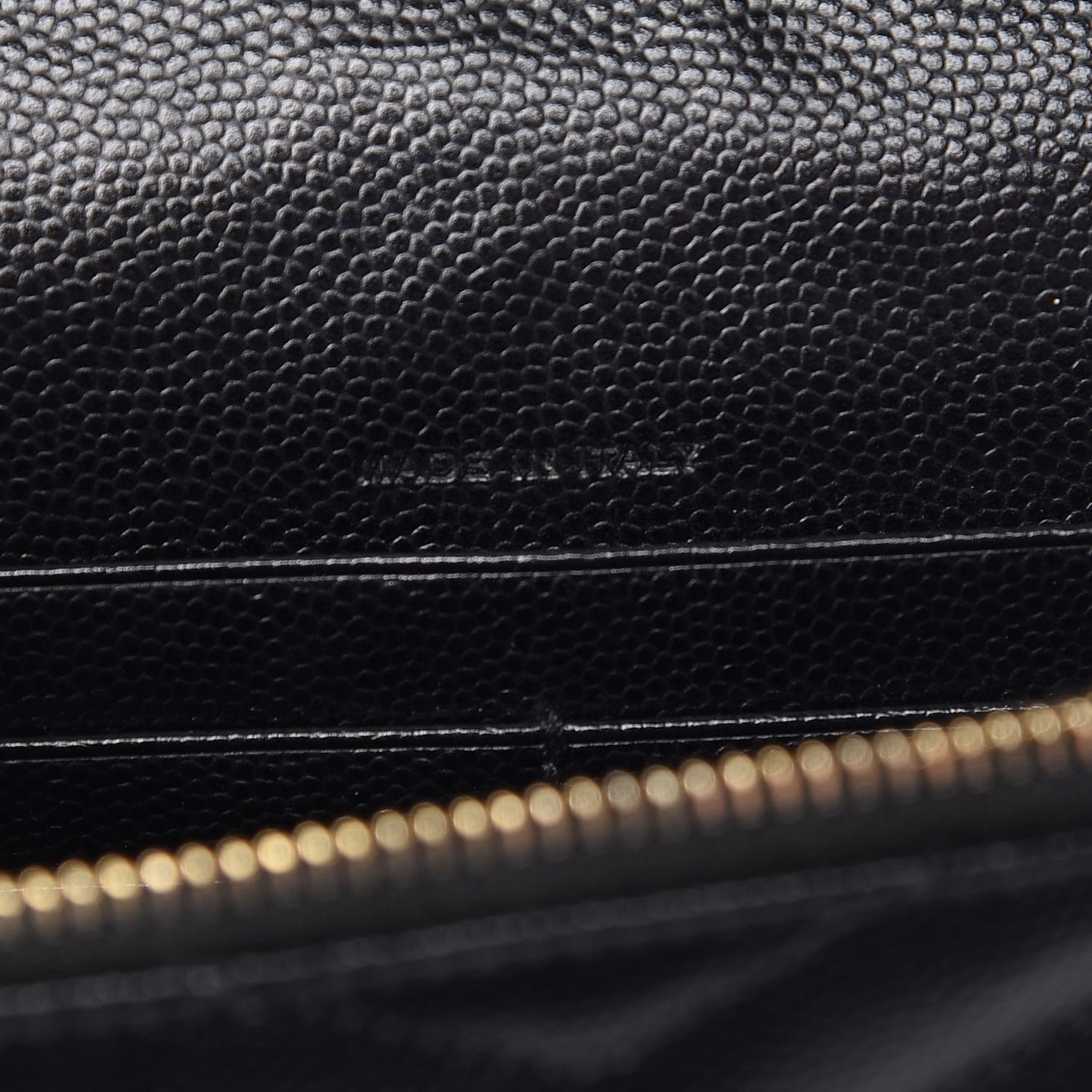 Grain De Poudre Matelasse Chevron Monogram Envelope Chain Wallet Black