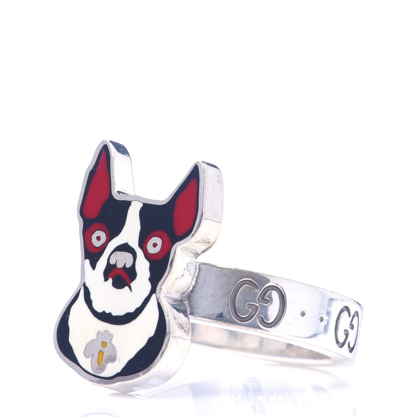 Sterling Silver Enamel Orso Ring 59 8.75