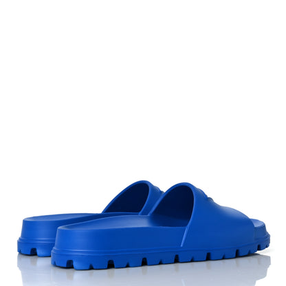 Prada EVA Rubber Triangle Logo Embossed Womens Lug Sole 20mm Slide Sandals 39 Azzurro 4 of 8