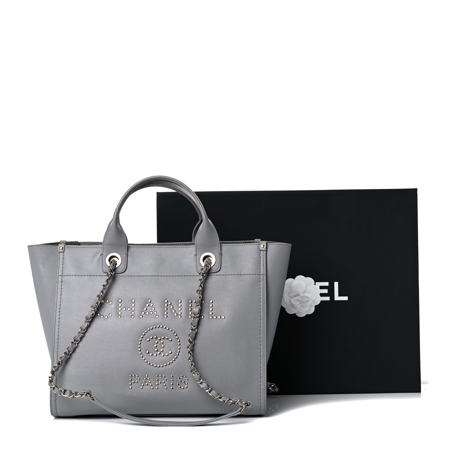 Chanel Caviar Studded Small Deauville Tote Grey 18 of 18