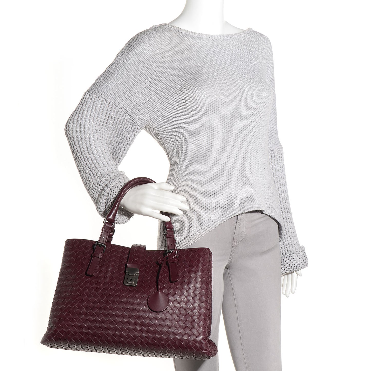 Light Calf Intrecciato Roma Bag Aubergine