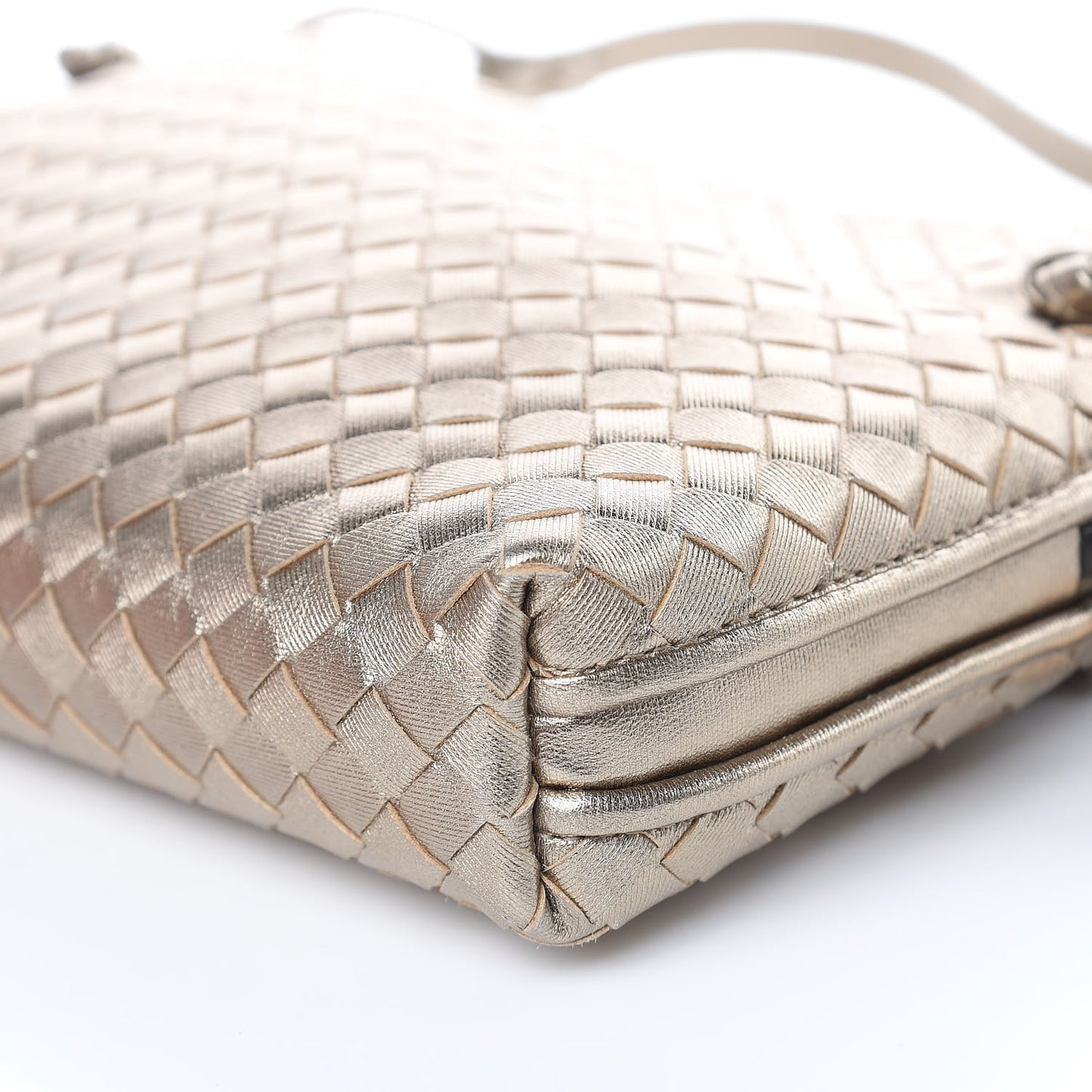 Metallic Grosgrain Intrecciato Pillow Crossbody Messenger Fume