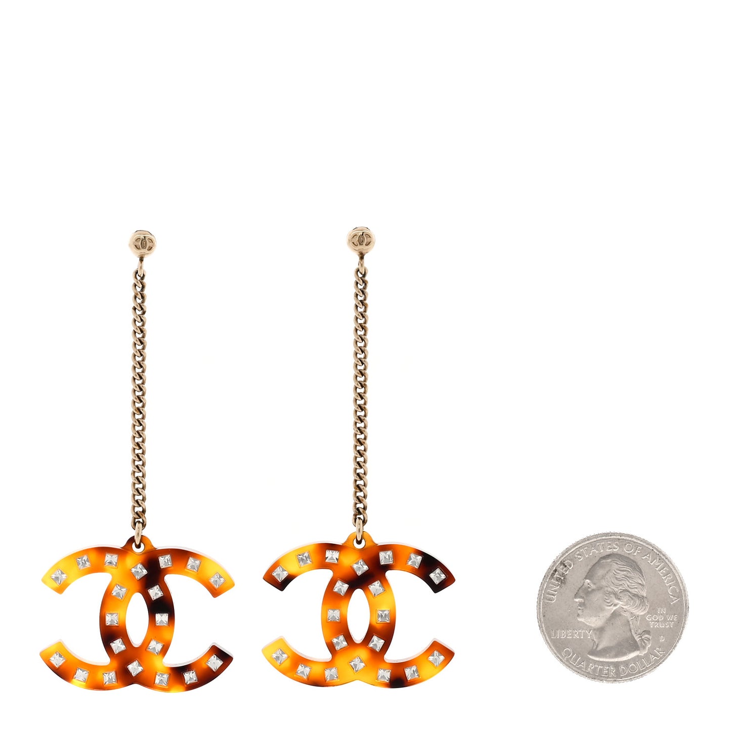 CC Crystal Drop Earrings Tortoise