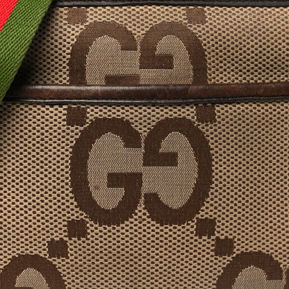 Gucci Monogram Jumbo GG Textured Dollar Calfskin Web Mini Crossbody Bag Camel Ebony New Acero 8 of 13