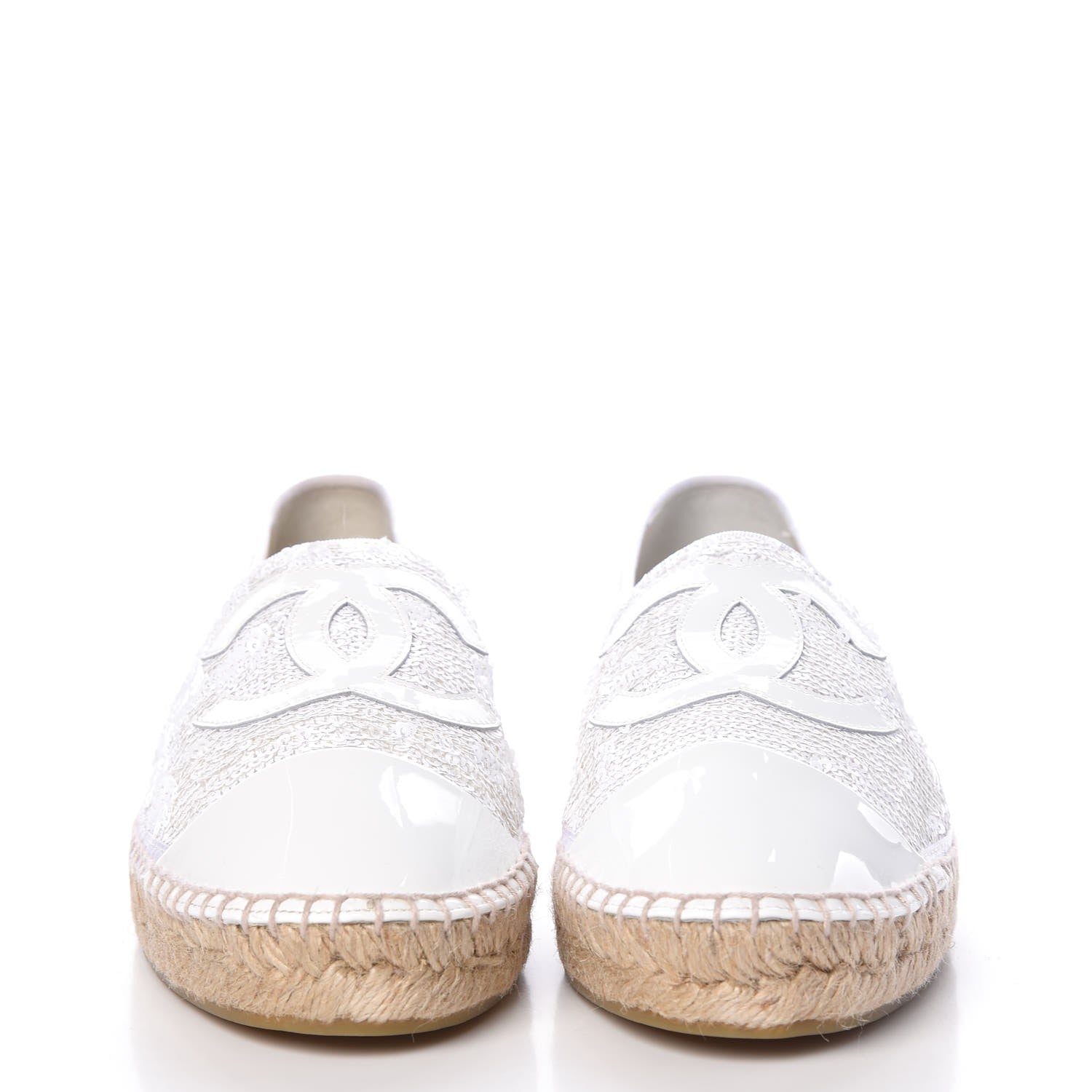 Chanel Patent Sequin CC Espadrilles 42 White 2 of 10