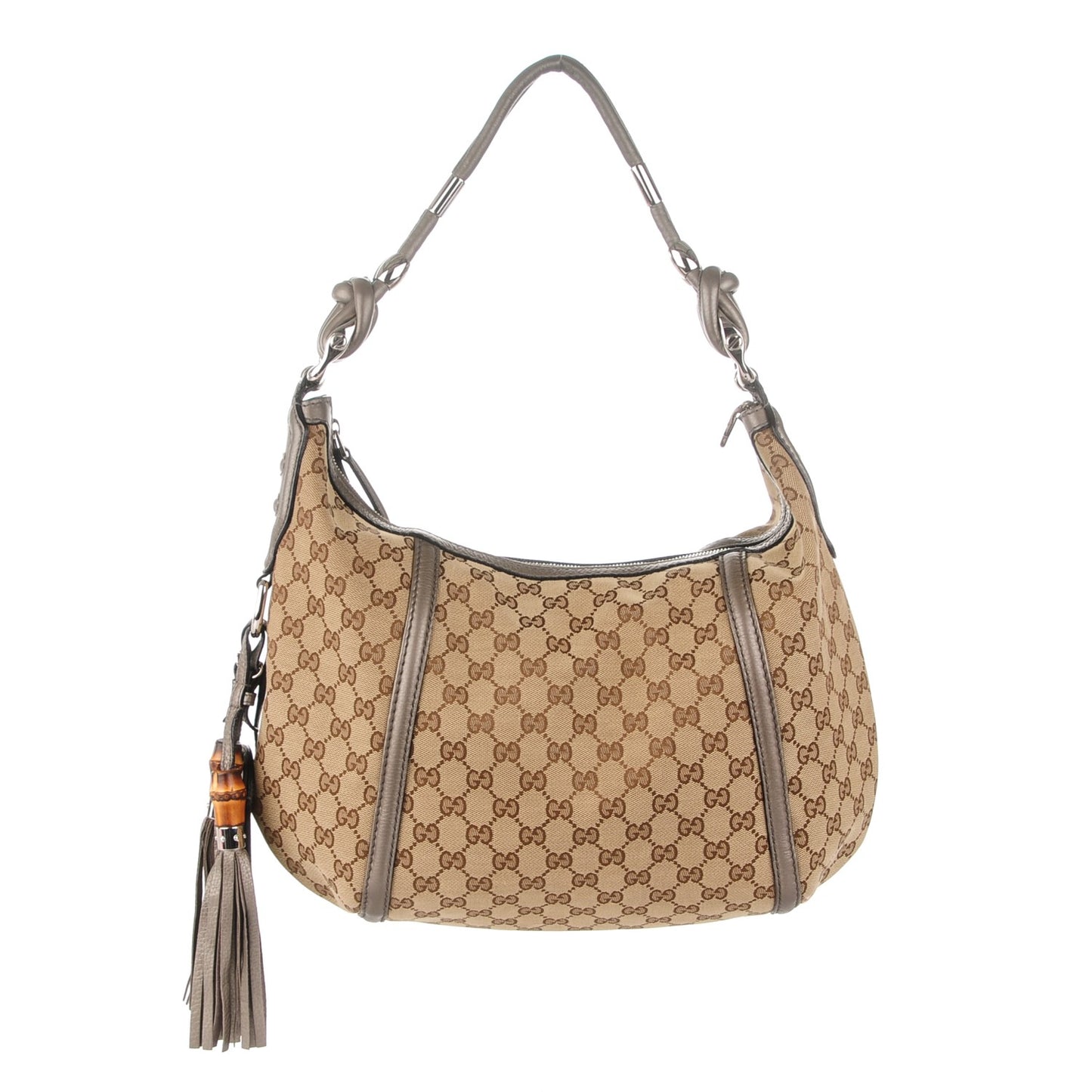 Monogram Medium Techno Horsebit Hobo Pewter