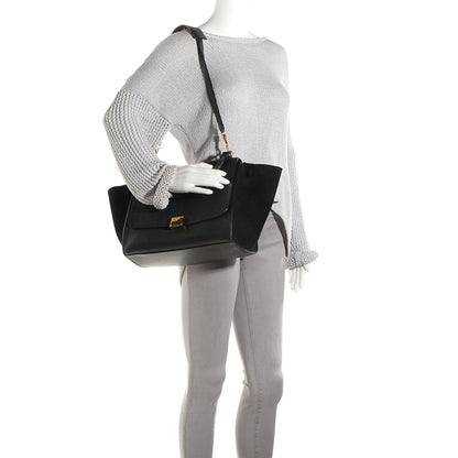 Celine Calfskin Crocodile Embossed Medium Trapeze Black 2 of 9