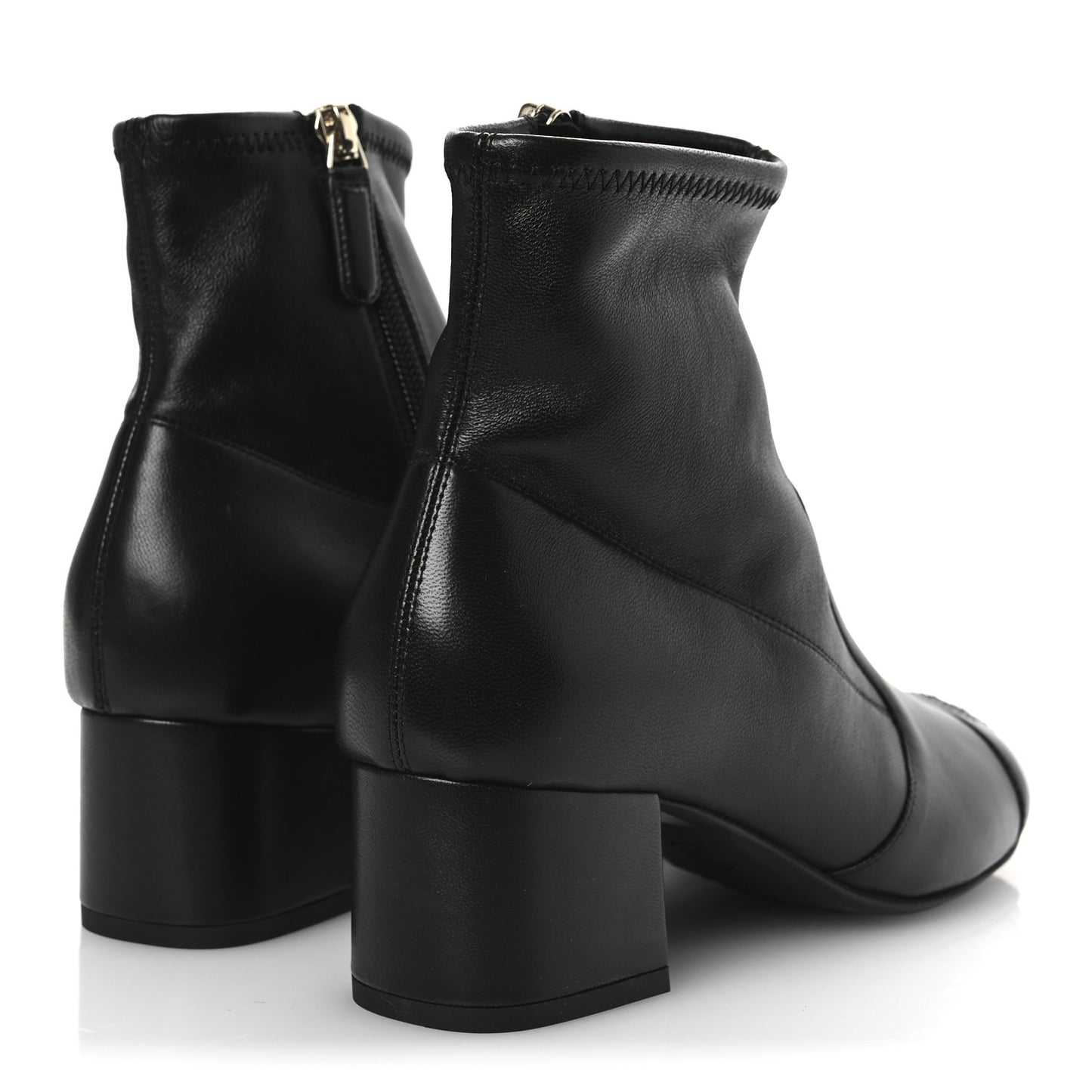 Stretch Lambskin Cap Toe CC Short Boots 36.5 Black