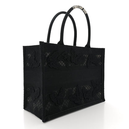 Christian Dior Embroidered 3D Macrame D-Lace Butterfly Medium Book Tote Black Multicolor 3 of 11