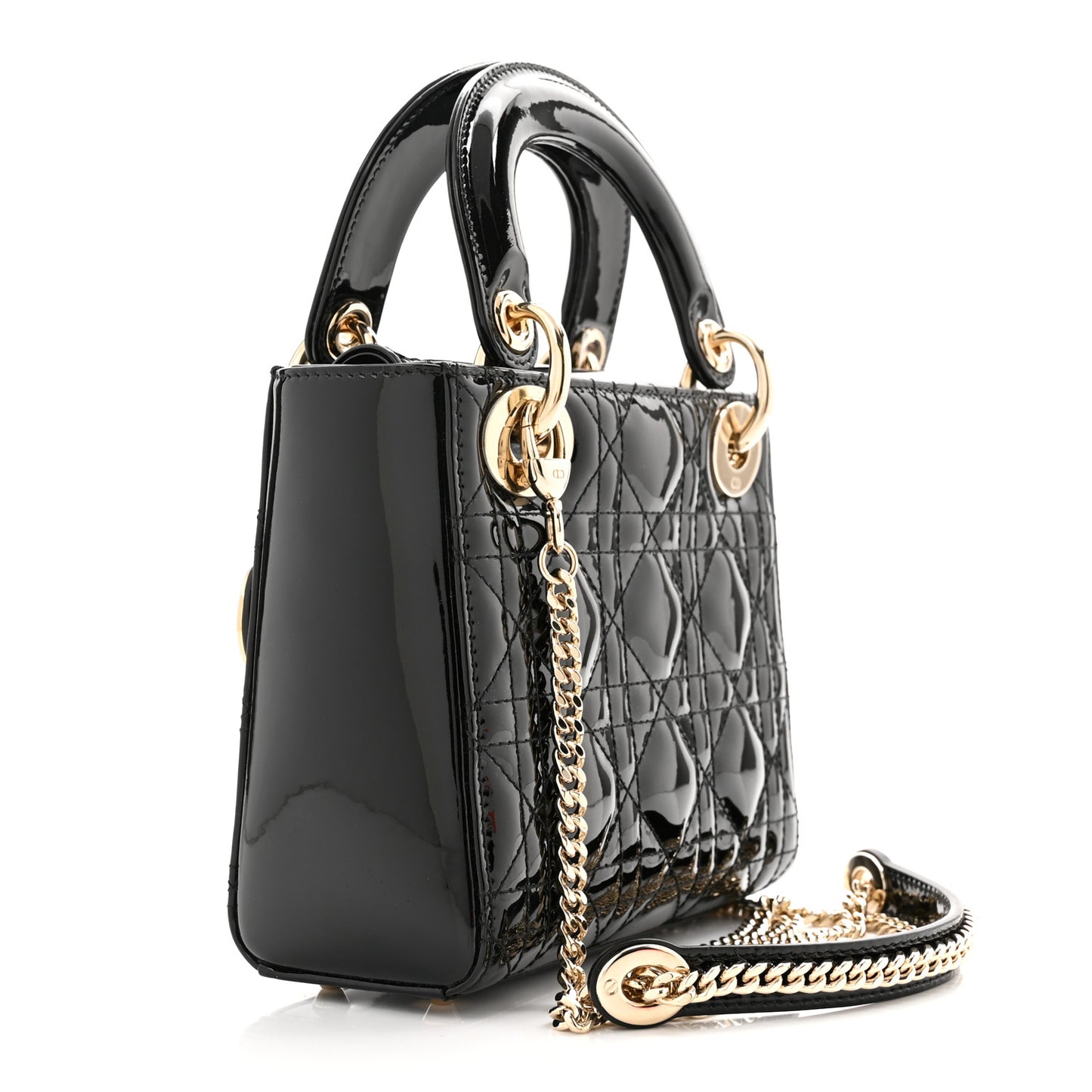 Patent Cannage Mini Lady Dior Black