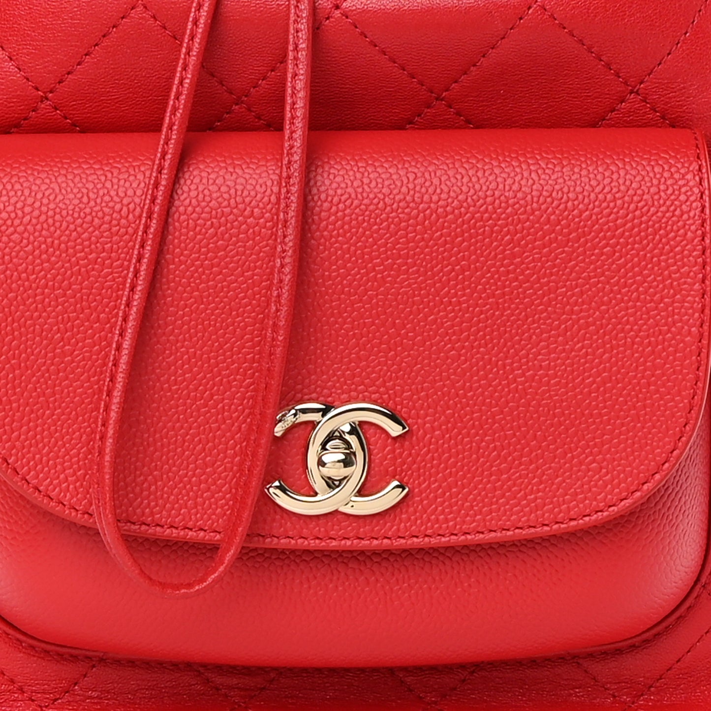 Sheepskin Caviar Quilted Daily Round Backpack Red