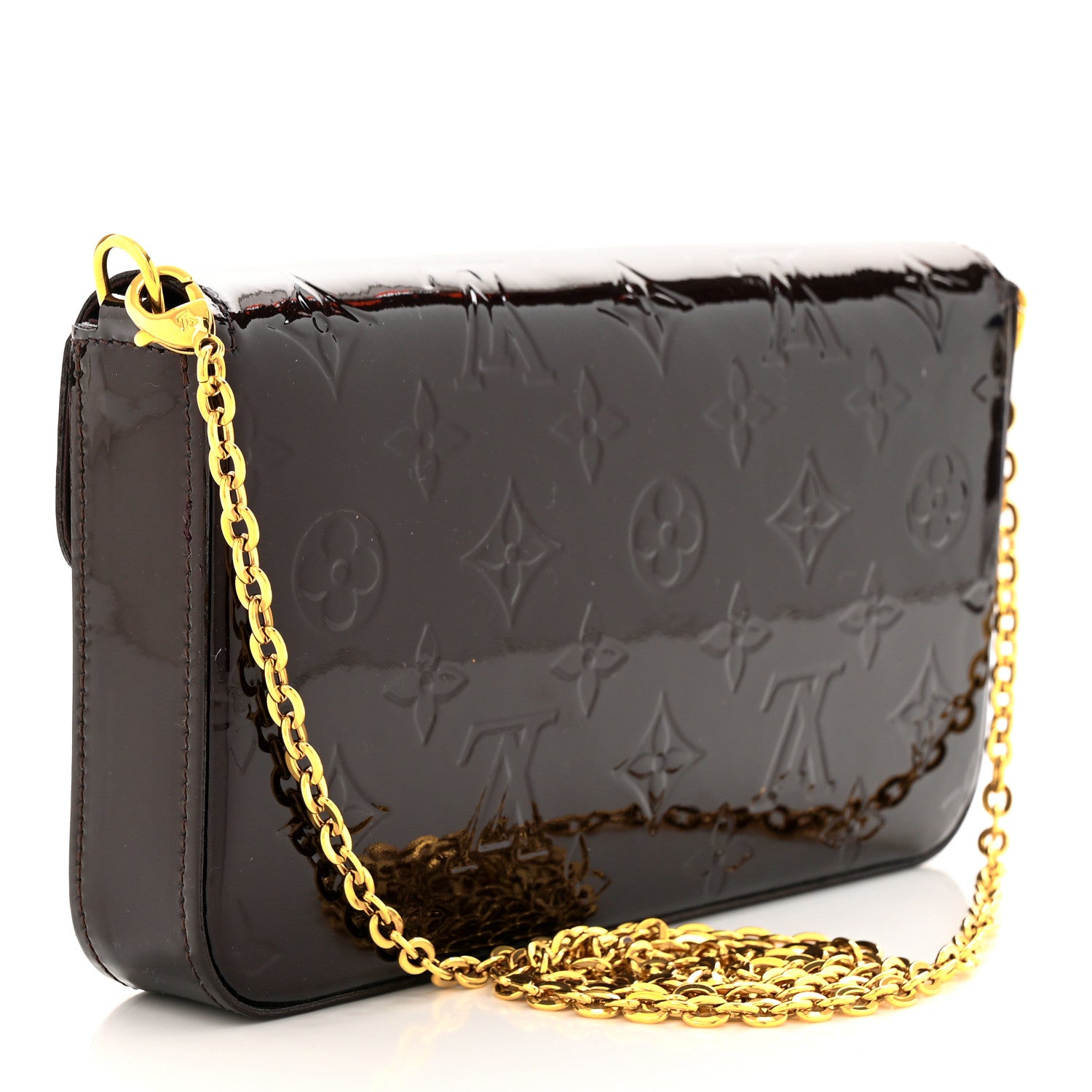 Louis Vuitton Vernis Pochette Felicie Chain Wallet Amarante 4 of 11