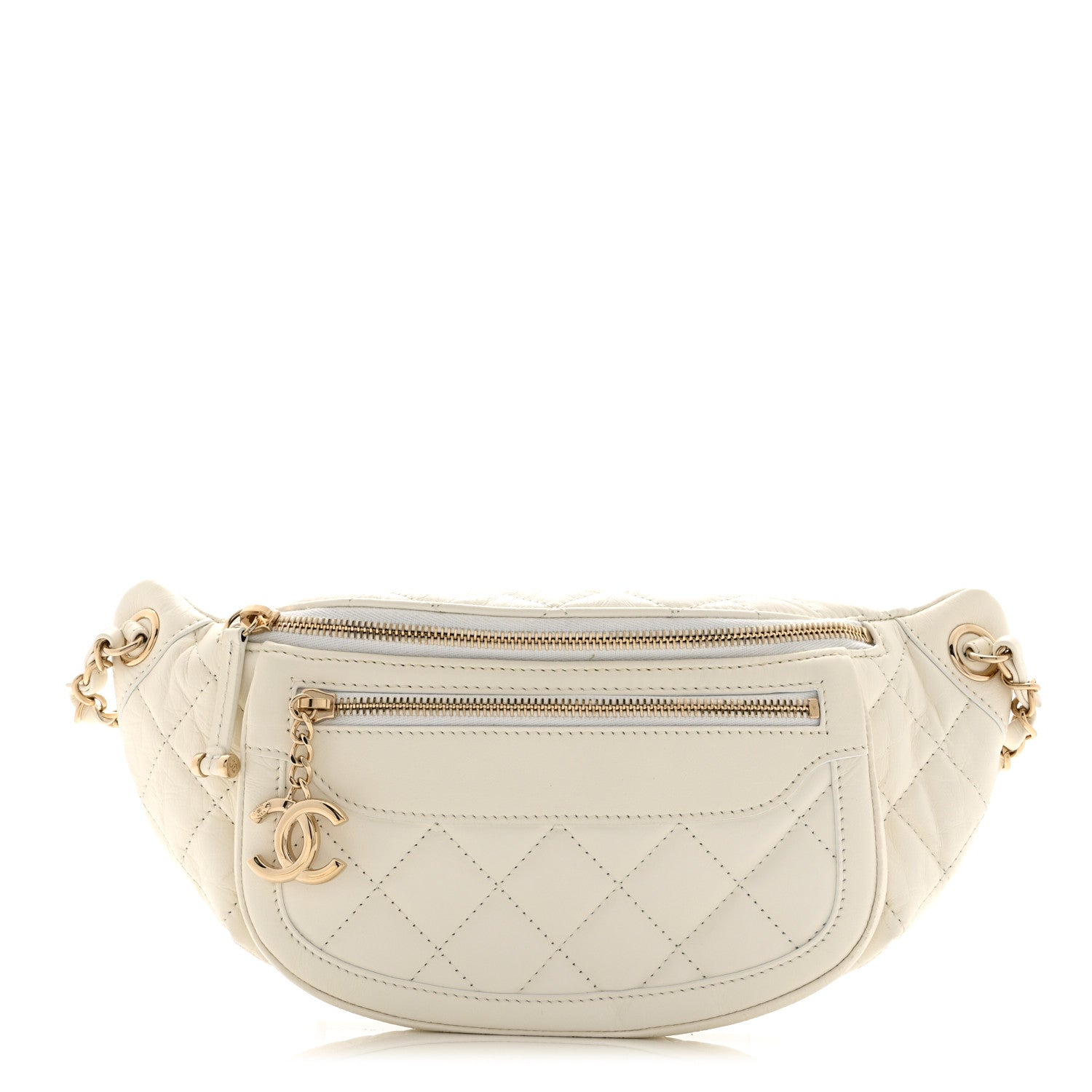 Chanel Aged Calfskin Quilted Waist Bag With Coin Purse White 1 of 11