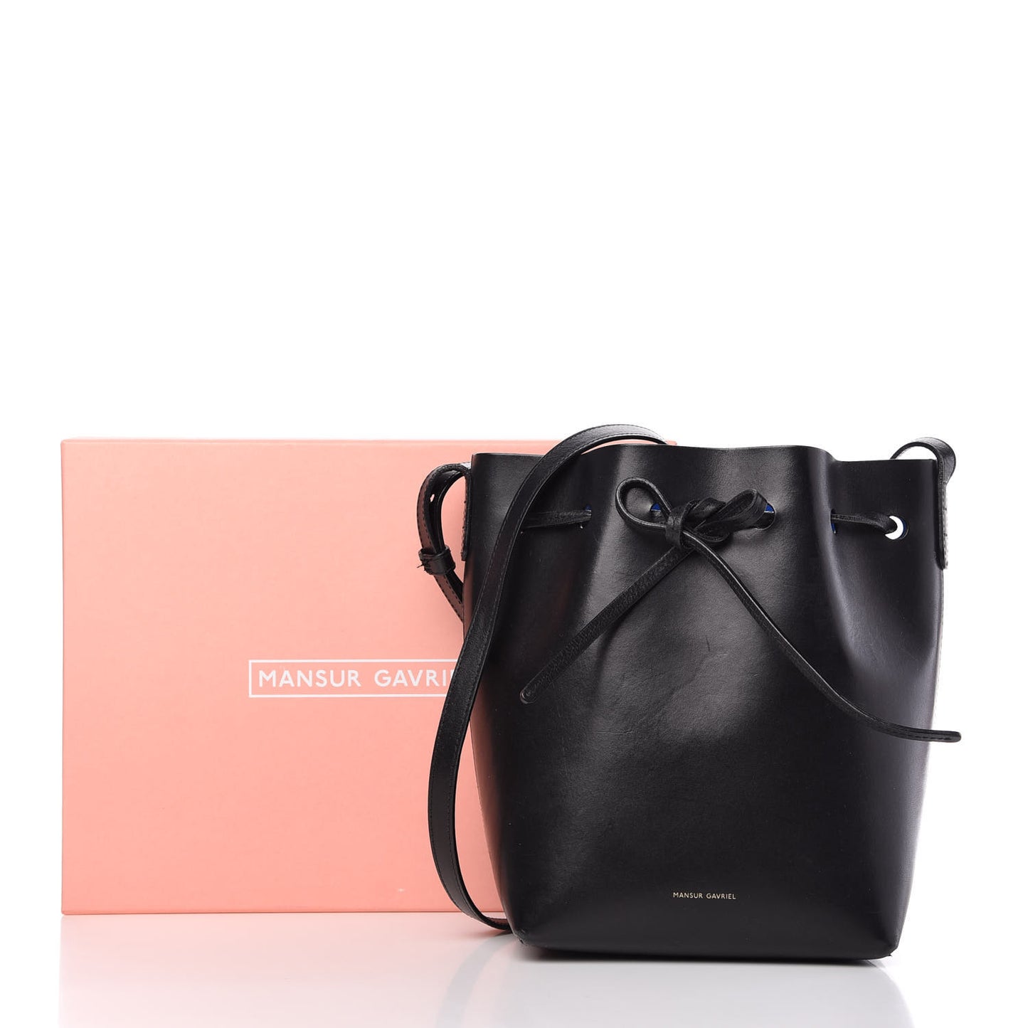 Vegetable Tanned Calfskin Mini Bucket Bag Black Royal