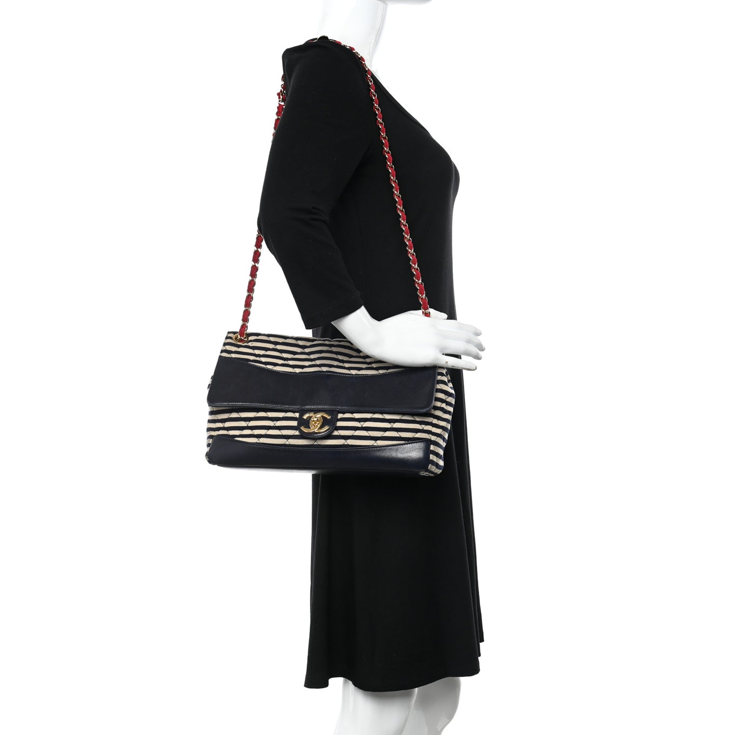 Jersey Quilted Jumbo Coco Sailor Flap Navy White Red