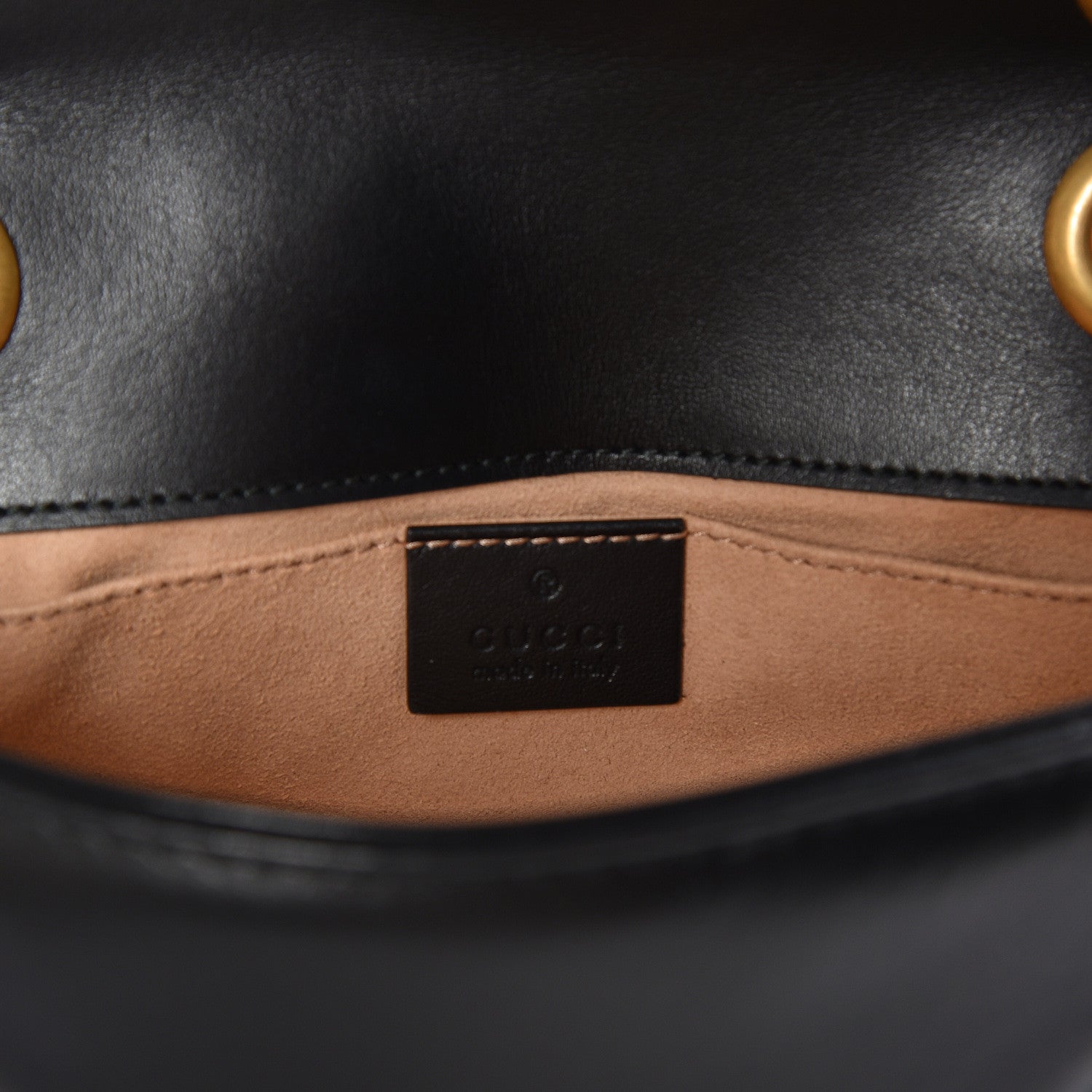 Gucci Calfskin Matelasse Mini GG Marmont Shoulder Bag Black 7 of 8