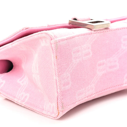 Balenciaga Washed Denim BB Monogram Hourglass Top Handle Bag XS Pink 9 of 11