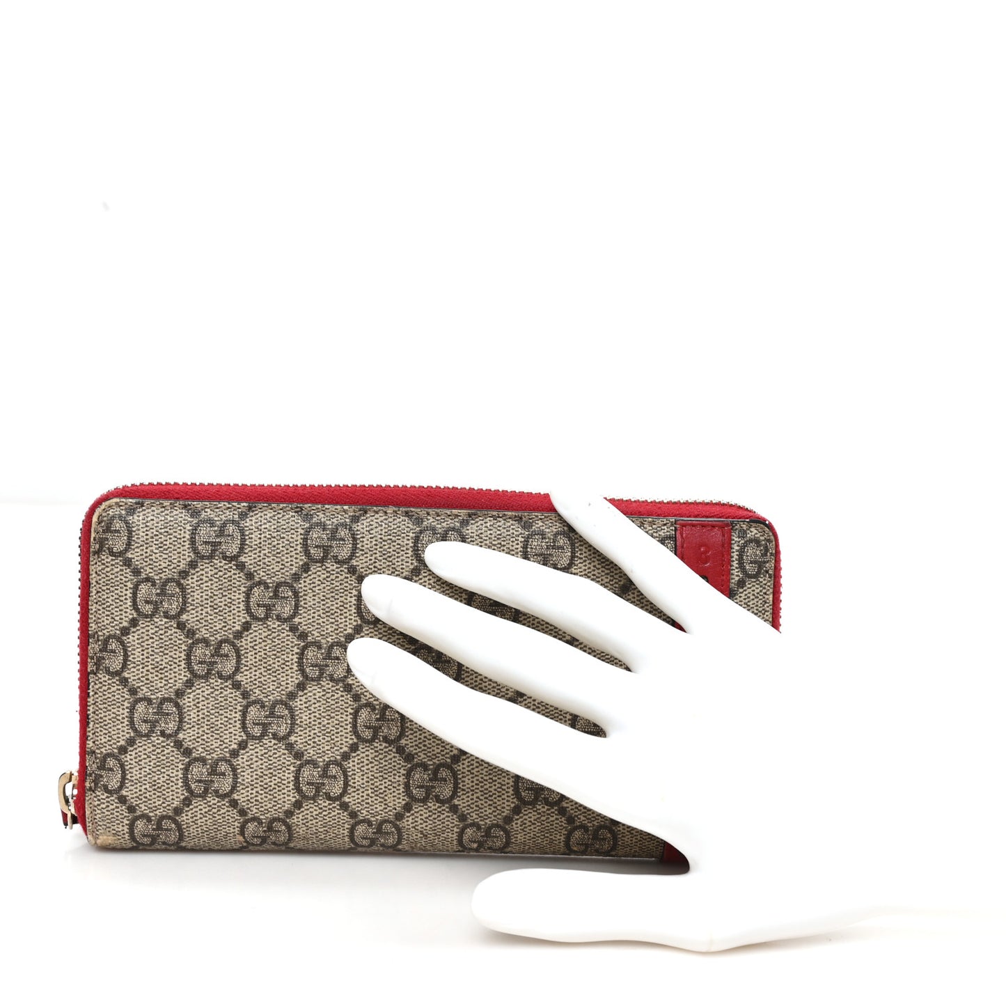 GG Supreme Monogram Nice Zip Around Wallet Tabasco Red