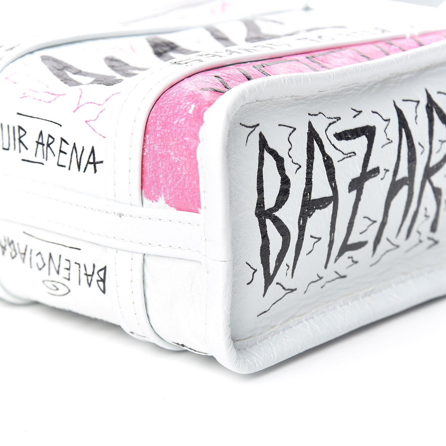 Agneau Arena Graffiti All Over XXS Bazar Shopper Tote White Multicolor
