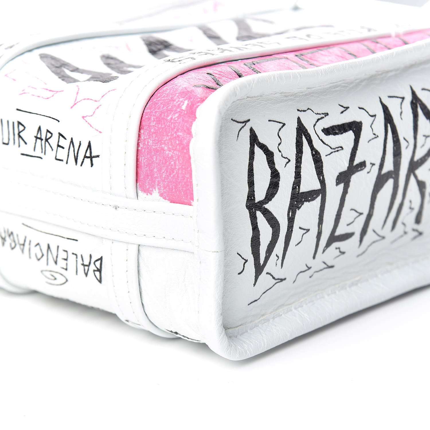Balenciaga Agneau Arena Graffiti All Over XXS Bazar Shopper Tote White Multicolor 6 of 10