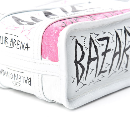 Balenciaga Agneau Arena Graffiti All Over XXS Bazar Shopper Tote White Multicolor 6 of 10