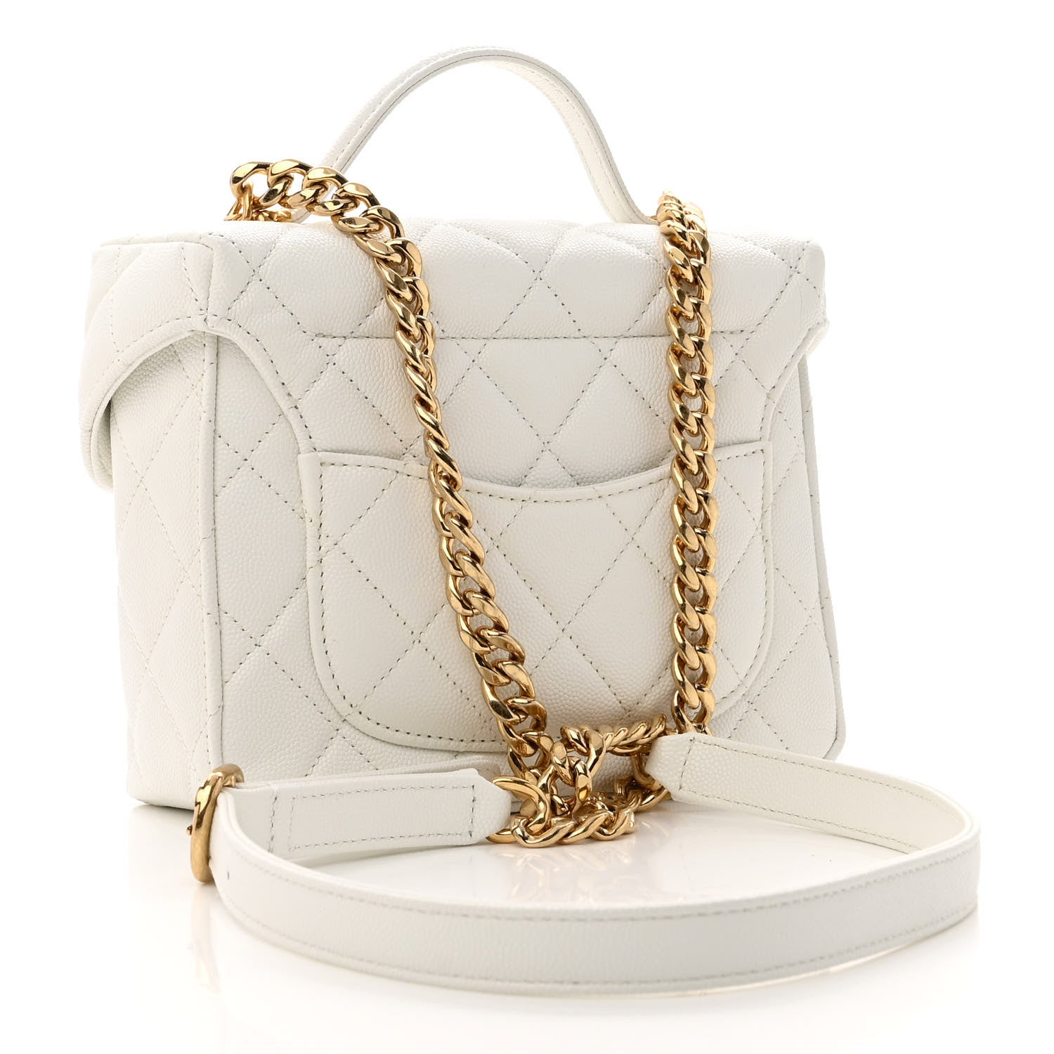 Chanel Caviar Quilted Handy Box Vanity Case White 3 of 10