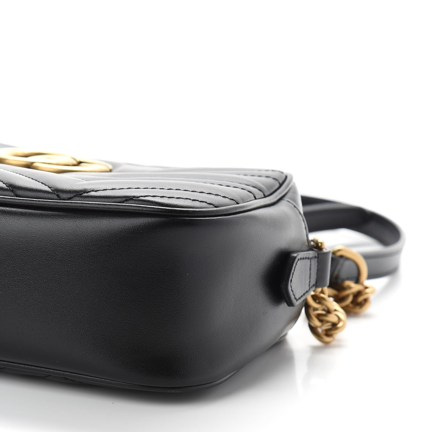 Calfskin Matelasse Small GG Marmont Chain Shoulder Bag Black