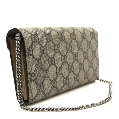 Gucci GG Supreme Monogram Dionysus Chain Clutch Wallet Beige Taupe 3 of 9