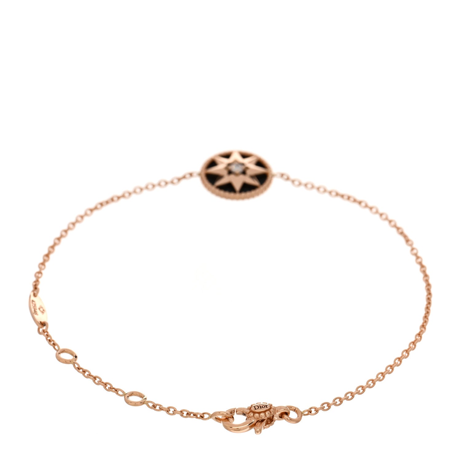 Christian Dior 18K Rose Gold Diamond Black Onyx Rose Des Vents Bracelet 2 of 4