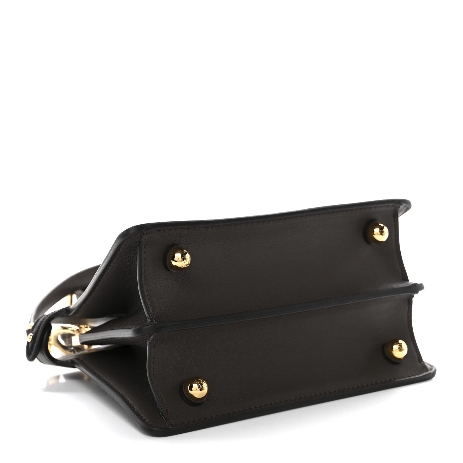 Fendi Vitello Seta Shiny Nappa Floral Embroidered Petite Peekaboo I SEE U Satchel Carbone Black 4 of 10