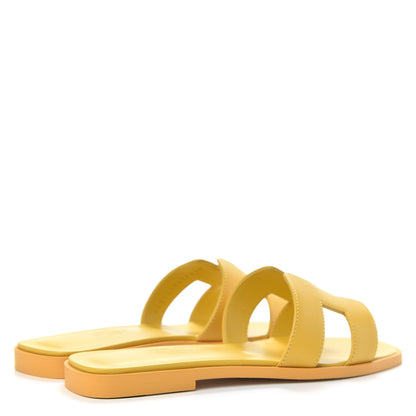 Hermes Calfskin Oran Sandals 35 Jaune Citron 4 of 9