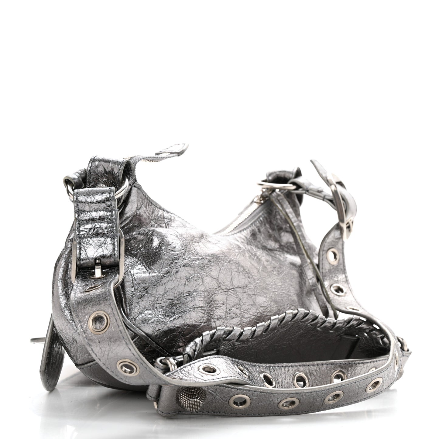 Metallic Agneau Arena Le Cagole Shoulder Bag XS Silver