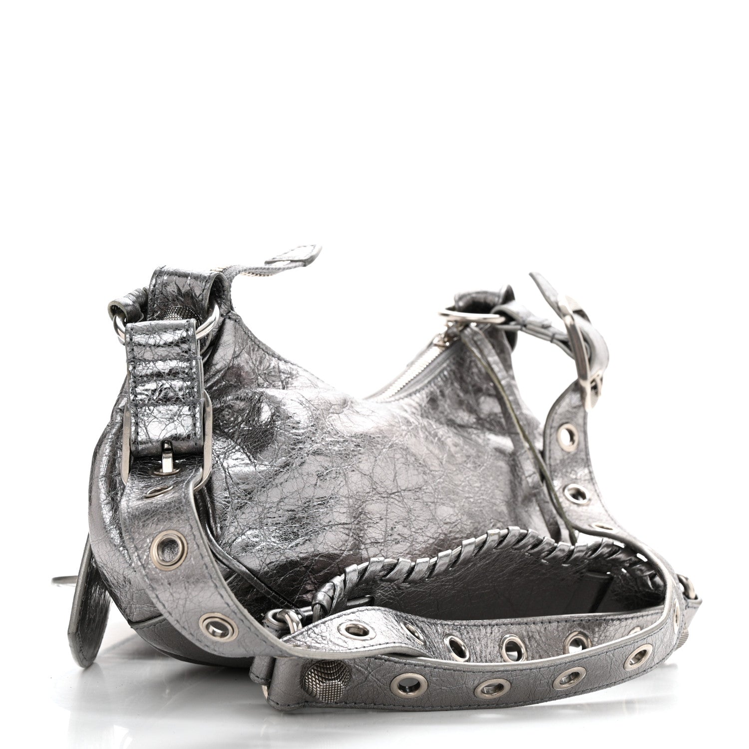 Balenciaga Metallic Agneau Arena Le Cagole Shoulder Bag XS Silver 4 of 11